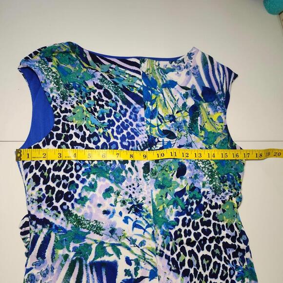 Connected Apparel Women's Blue Floral Animal Print Dress Size 12 - Picture 5 of 9